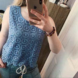 TINSELTOWN blue lace tank top